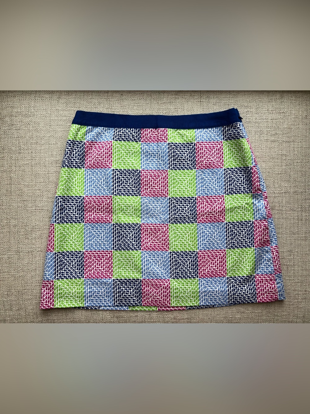 Vineyard Vines Multicolor Whale Patch Mini Skirt w/ribbon Waistband Sz 4